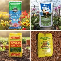 Virágföld, trágya, mulcs